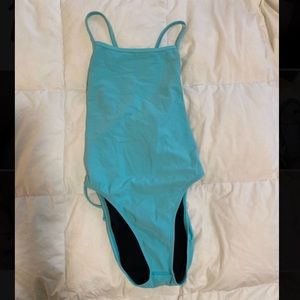 Light blue/green crossback 1 piece Jolyn swimsuit